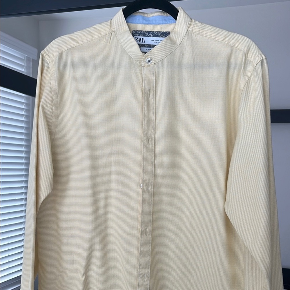 Zara Soft Yellow Checkered Shirt